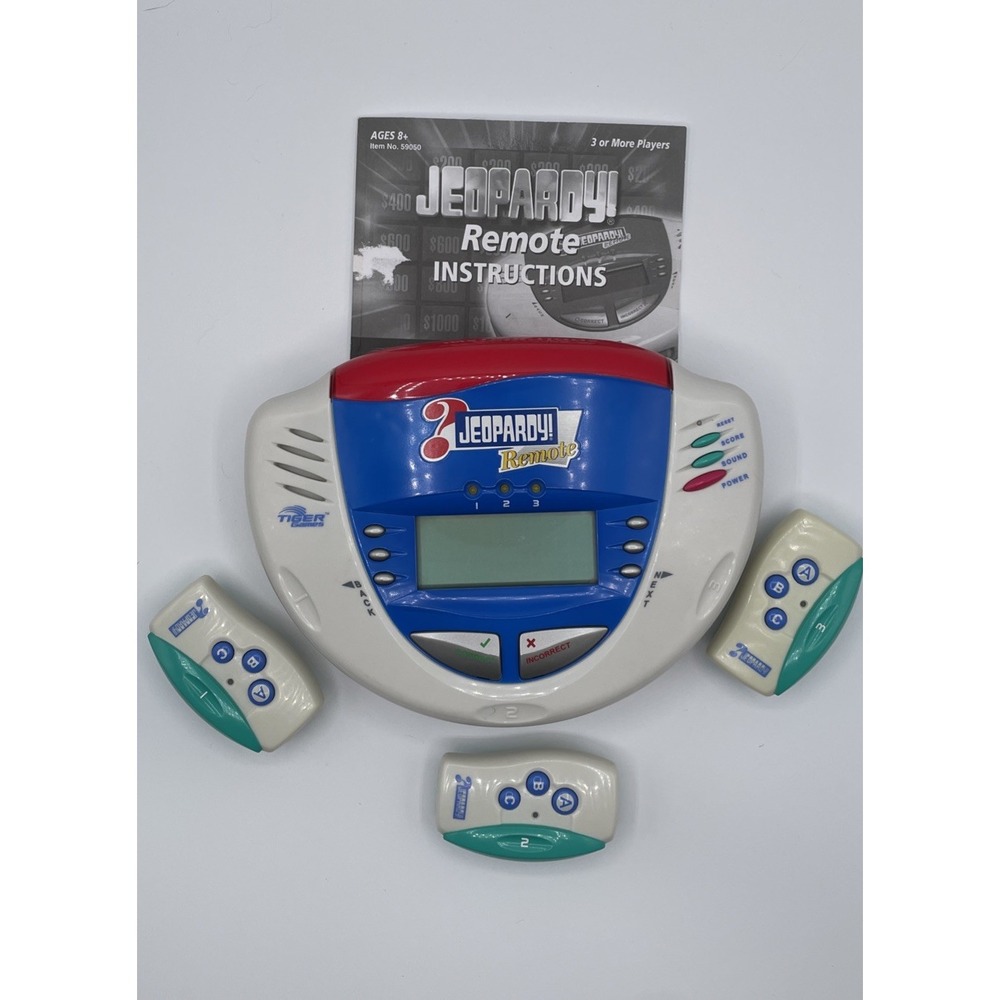 Vintage Jeopardy Remote Electronic Game 2003 With 3 Handheld Buzzers Hasbro